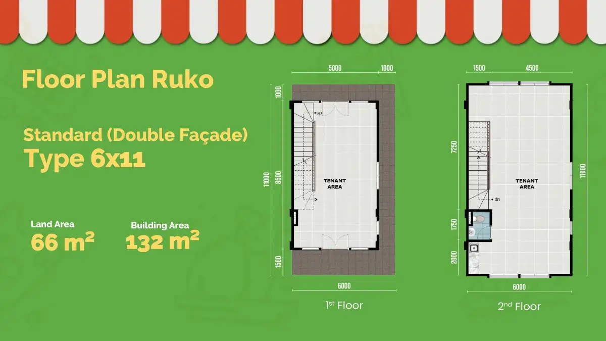Denah Ruko Maggiore Fresh Market Paramount Serpong 6x11